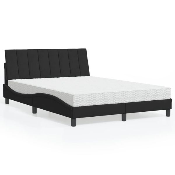 vidaXL Posteľ s matracom Hanko čierny 140x190 cm zamat