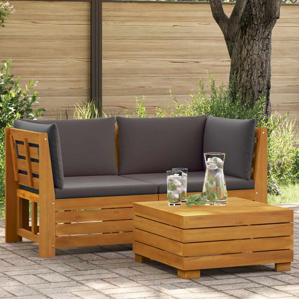 vidaXL 2 Kus Záhradný lounge set Pevné akáciové drevo Hnedá