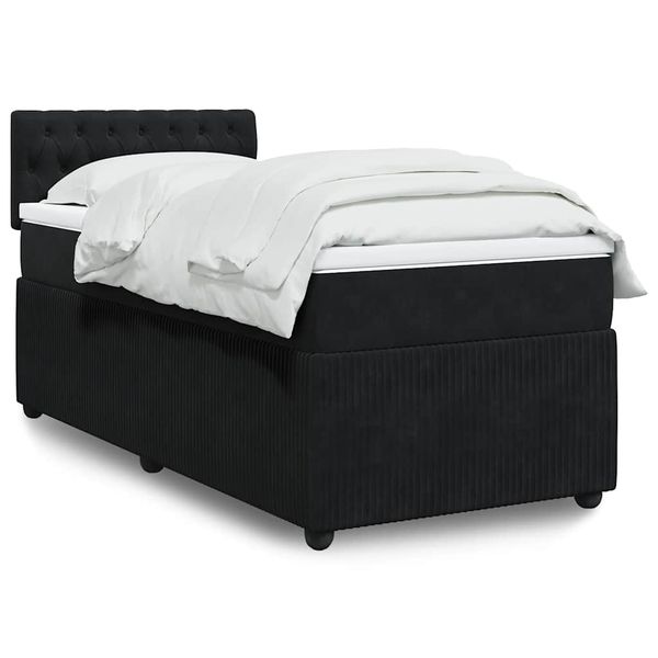 vidaXL Posteľný rám boxspring s matracom čierny 90x200 cm zamat