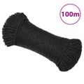 vidaXL Pracovné lano čierne 6 mm 100 m polypropylén