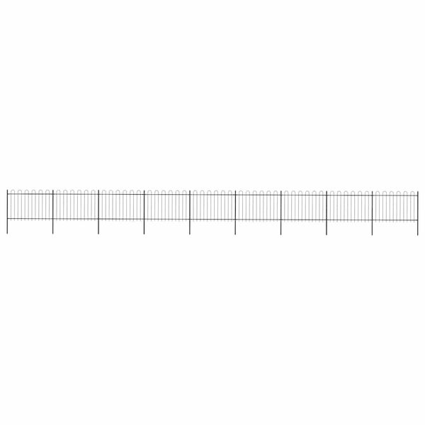 vidaXL Záhradný plot s oblúkom navrchu, oceľový 1603,5x120 cm, čierny