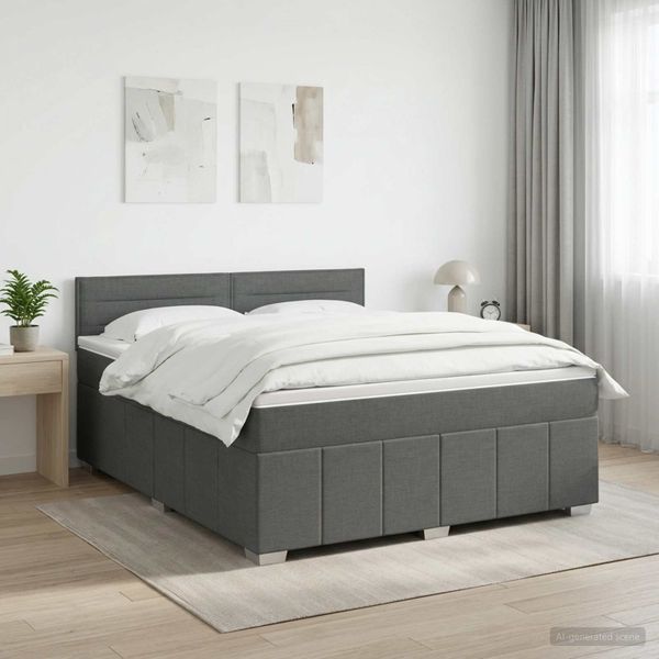 vidaXL Posteľ boxspring s matracom Tmavosivá 140 x 200 cm Látka