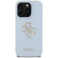 Guess Hardcase PU zrnitý Big 4G a Classic Logo puzdro pre iPhone 16 Pro 6,3" modré