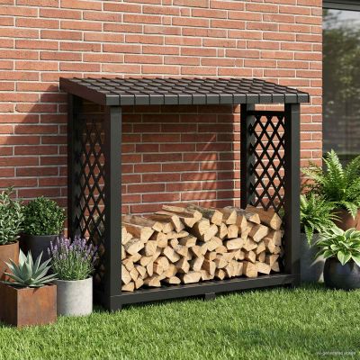 vidaXL Regál na palivové drevo 114 x 46 x 101 cm PP Antracitová