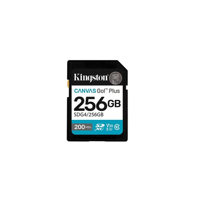 Kingston memory card 256GB SDXC Canvas Go Plus Gen4 200MB/s C10 UHS-I U3 V30