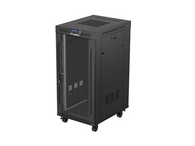 19'' Voľne stojaca racková skriňa 24U 600X800 čierne sklenené dvere lcd lanberg (flat pack) V2