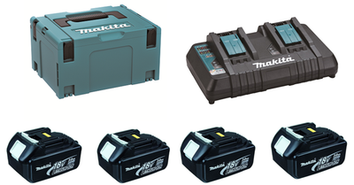 Makita sada Li-ion LXT 18V 4xBL1830B +dvojnabíječka DC18RD + Makpac