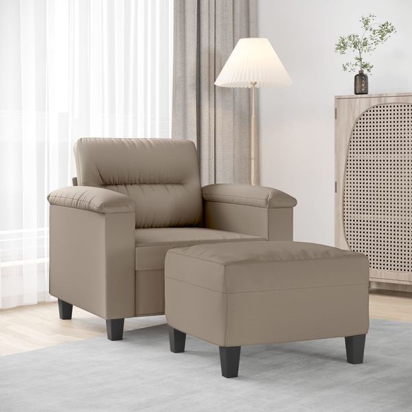 vidaXL Kreslo s podnožkou sivohnedé 60 cm mikrovláknová látka