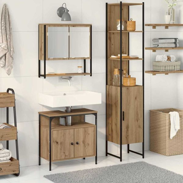 vidaXL Sada kúpeľňového nábytku 3 pcs Remeselný dub Kompozitné drevo