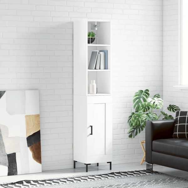 vidaXL Vysoká skrinka biela 34,5x34x180 cm spracované drevo