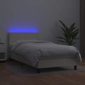vidaXL Boxspring posteľ s matracom a LED krémová 100x200 cm umelá koža