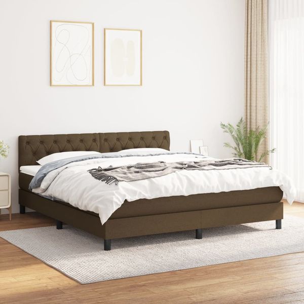 vidaXL Boxspring posteľ s matracom tmavohnedá 160x200 cm látka
