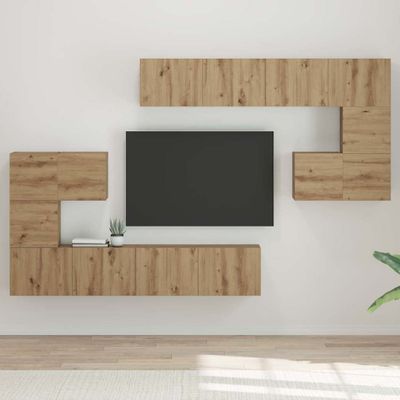 vidaXL TV jednotky Nástenný 4 pcs Remeselný dub Kompozitné drevo
