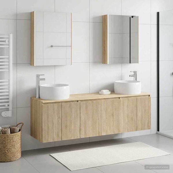 vidaXL Set kabinetov do kúpeľne 5 pcs Dub sonoma Kompozitné drevo