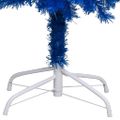 vidaXL Osvetlený umelý vianočný stromček s guľami, modrý 180 cm, PVC