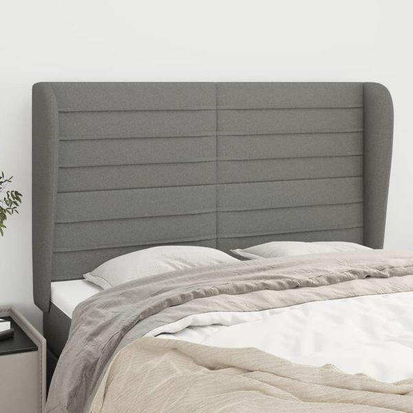 vidaXL Čelo postele so záhybmi tmavosivé 147x23x118/128 cm látka