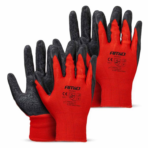 Ochranné rukavice polyesterové, potiahnuté latexom, veľkosť 8 (2 páry), trieda 2121X – AMiO-04635
