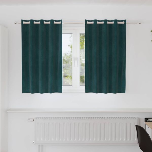 vidaXL Zatemňovacie závesy 2 pcs Tmavozelená 140 x 140 cm Zamat