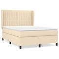 vidaXL Posteľný rám boxspring s matracom krémový 140x200 cm látka
