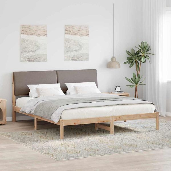 vidaXL Rám postele Hnedá a taupe 200 x 200 cm Borovicový masív