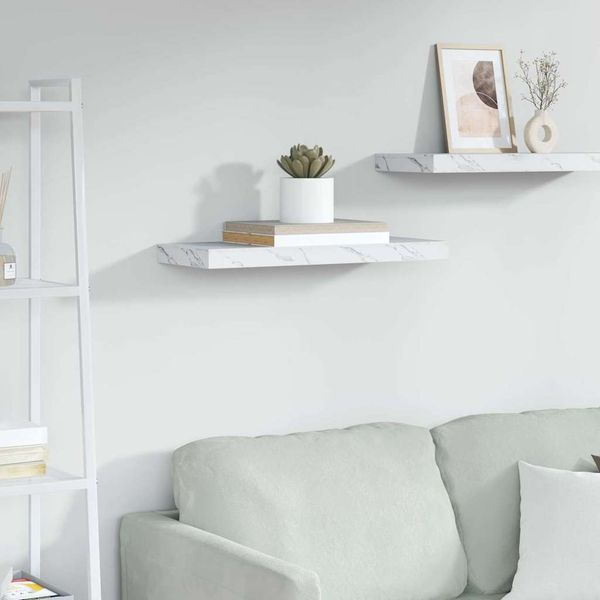 vidaXL Stenná polica Biely mramor 60 x 23 x 4 cm Kompozitné drevo