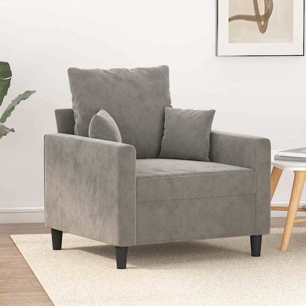 vidaXL Kreslo bledosivé 60 cm zamat