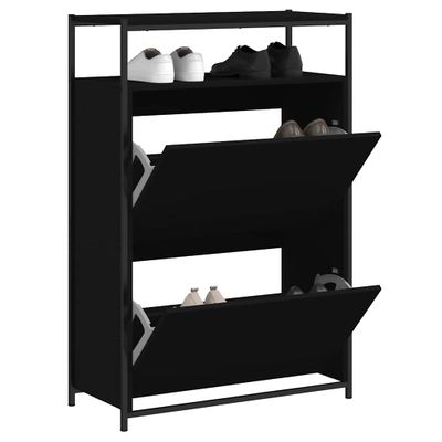vidaXL Botník čierny 75x34x112 cm kompozitné drevo
