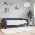 vidaXL Denná posteľ s matracom tmavosivá 90x190 cm zamat
