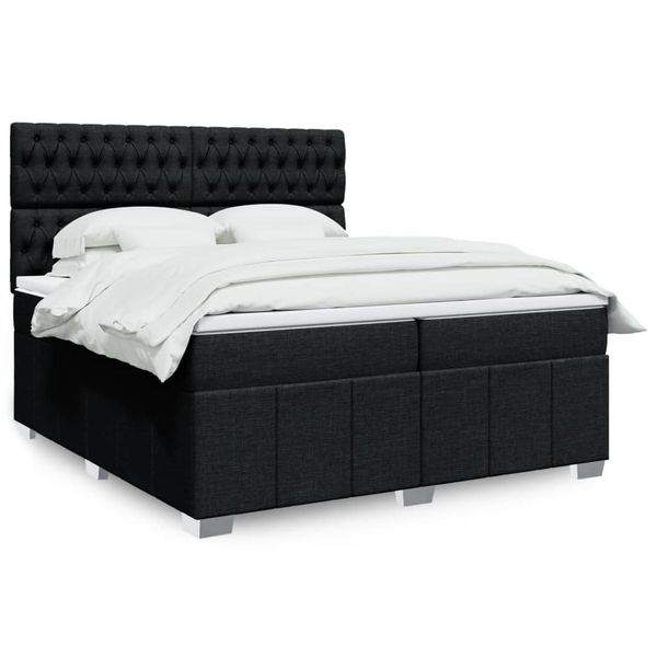 vidaXL Boxspring posteľ s matracom čierna 200x200 cm látka