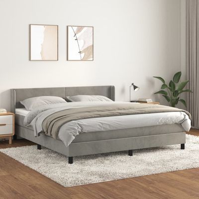 vidaXL Posteľný rám boxsping s matracom bledosivý 180x200 cm zamat