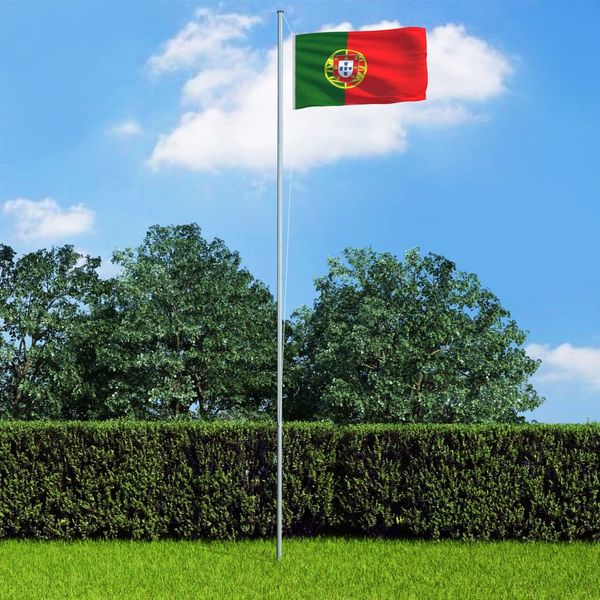 vidaXL Portugalská vlajka a stĺp 4 m hliníkový
