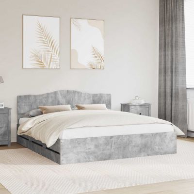 vidaXL Rám postele Betónová šedá 200 x 200 cm Inžinierske drevo