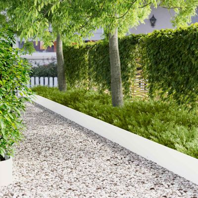 vidaXL Obrubník trávnika 10 ks 103 x 25 cm Oceľ Biela