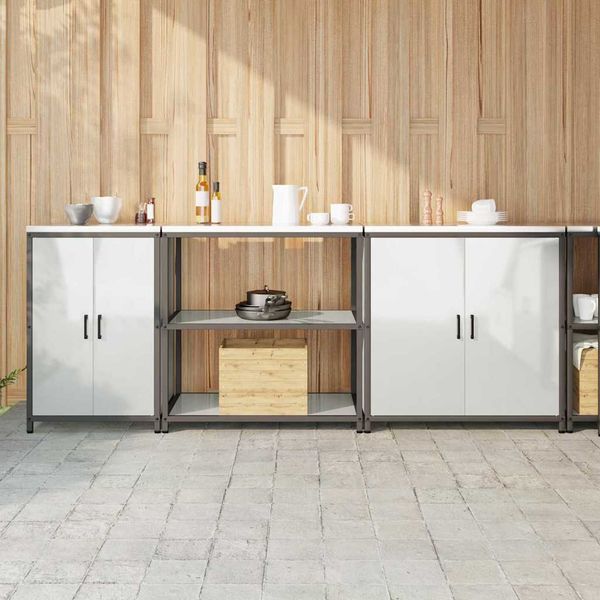 vidaXL Kuchynský úložný set HATTEM 3 pcs Strieborná Pozinkovaná oceľ