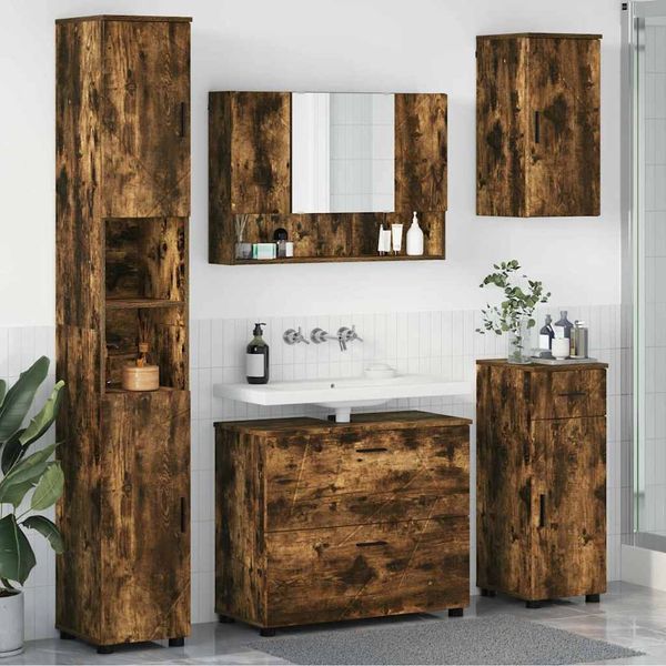 vidaXL Sada kúpeľňového nábytku 5 ks Dymová dub 35 x 30 x 192 cm
