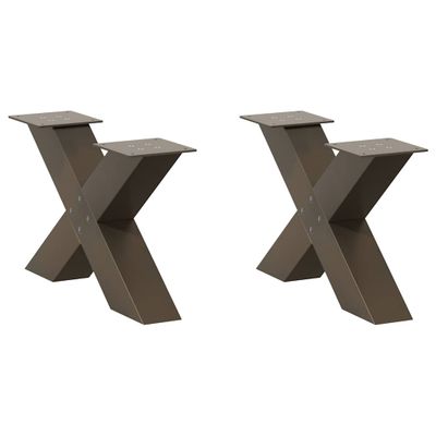 vidaXL Nohy konferenčného stolíka v tvare X, 2 ks, prírodná oceľ, 50 x (30-31) cm, oceľ