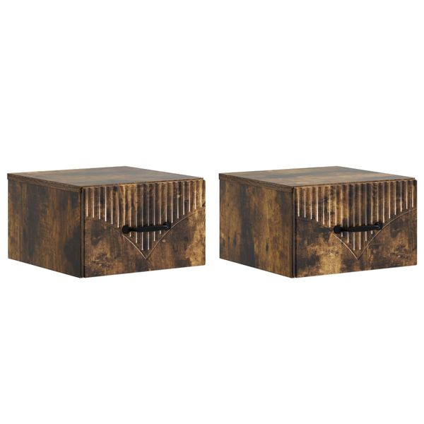 vidaXL Nástenná nočná skrinka 2 pcs Dymový dub 34,5 x 33 x 20 cm