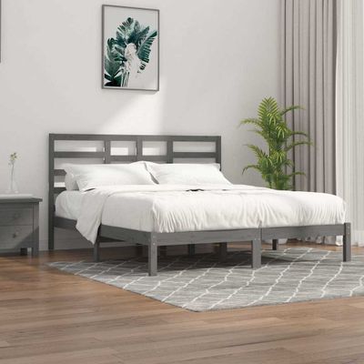 vidaXL Posteľný rám sivý masív 200x200 cm