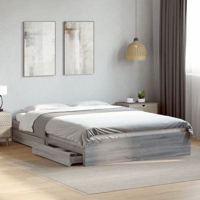 vidaXL Posteľný rám so zásuvkami sivý sonoma 150x200cm kompozit. drevo