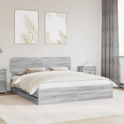 vidaXL Rám postele Sivá Sonoma 180 x 200 cm Konštruované drevo