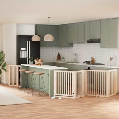 vidaXL Brána pre psa s dverami sklad. 8 panelov 640 cm topoľové drevo