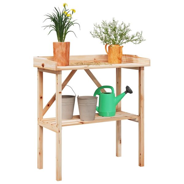 vidaXL Stôl na rastliny s policou 78x38x82,5 cm masívna jedľa