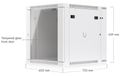 Ubiquiti UniFi 12U Rack Cabinet Wall SW Glass - Nástěnný rozvaděč, výška 12U, ventilátory, prosklené dveře, dvoudílný Rack, 12U, nástenný, sklenené dvere, ventilátory, 80 kg nosnost, 600 × 703 × 639 mm, bílý