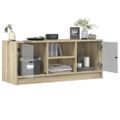 vidaXL TV skrinka so sklenenými dvierkami dub sonoma 102x37x42 cm