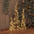 vidaXL Vianočný stromček 3 ks 90 LED Teplá biela 20 x 20 x 80 cm PET