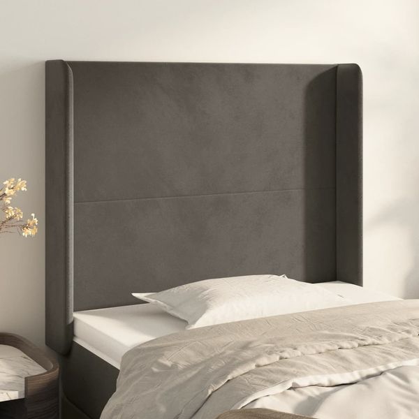 vidaXL Čelo postele so záhybmi tmavosivé 83x16x118/128 cm zamat