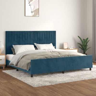 vidaXL Rám postele bez matraca tmavomodrý 200x200 cm zamat