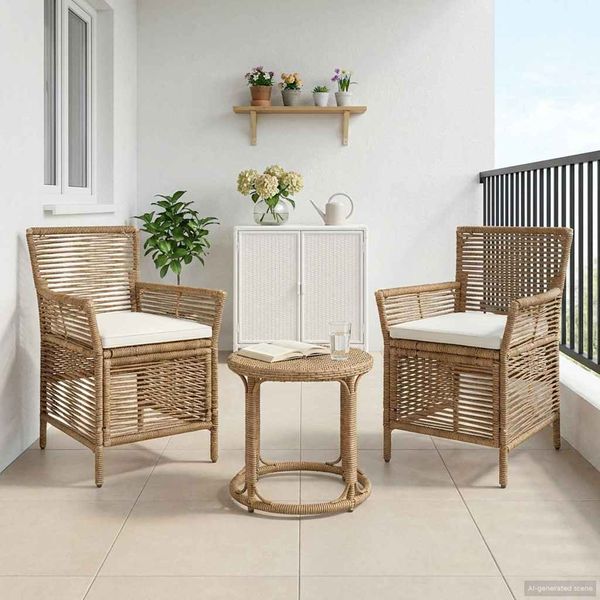 vidaXL Vonkajšia stolička s vankúšom 2 pcs Béžová a krémová polyratan