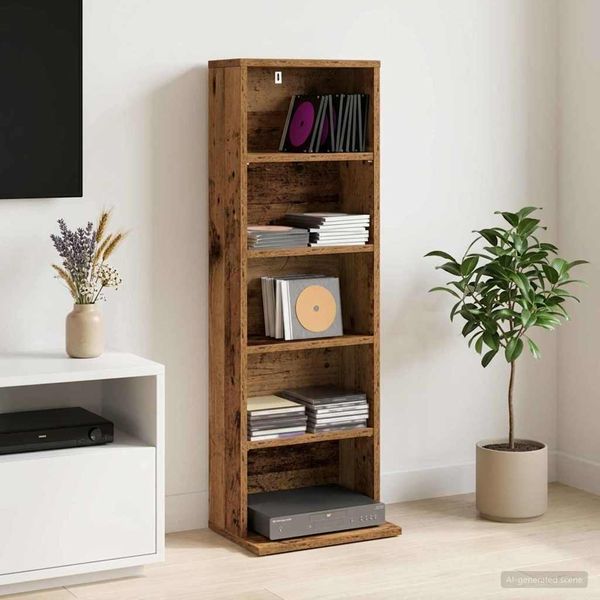 vidaXL CD Skrinka Staré drevo 33 x 23,5 x 97,5 cm Kompozitné drevo