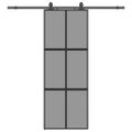 vidaXL Posuvné dvere s kovaním čierne 76x205 cm tvrdené sklo